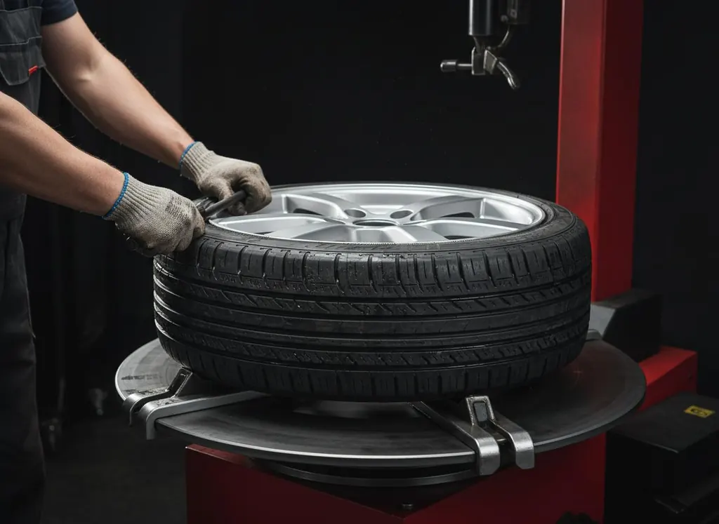 NN Mobile Tyres technician fitting a new tyre at a customer location in Oxfordshire